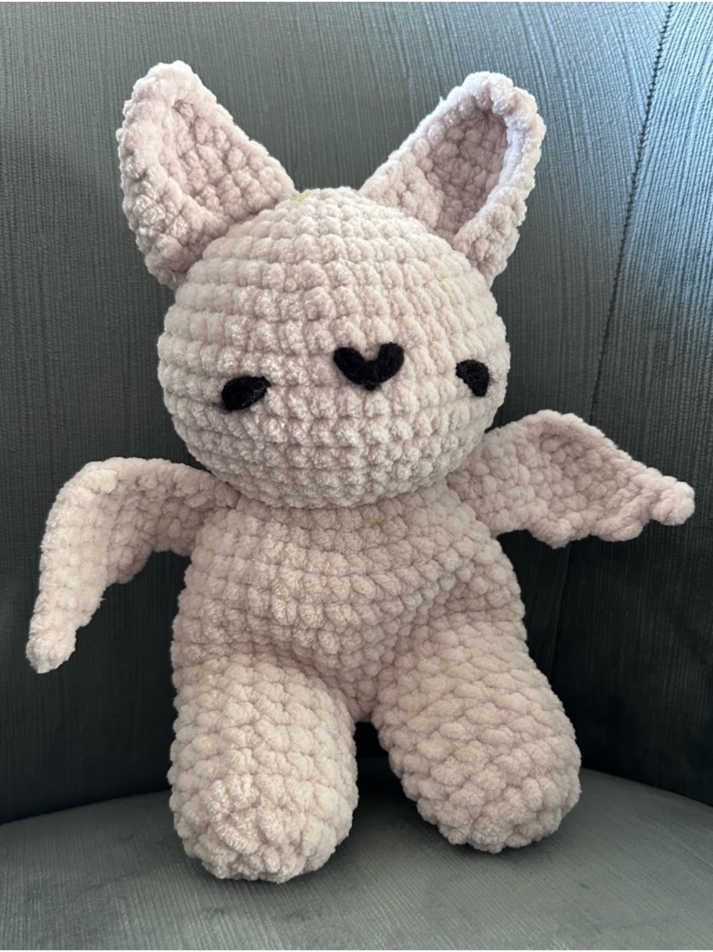🦇 Gray “Sweet Bat” Hand Crocheted Plushie with Bead Belly